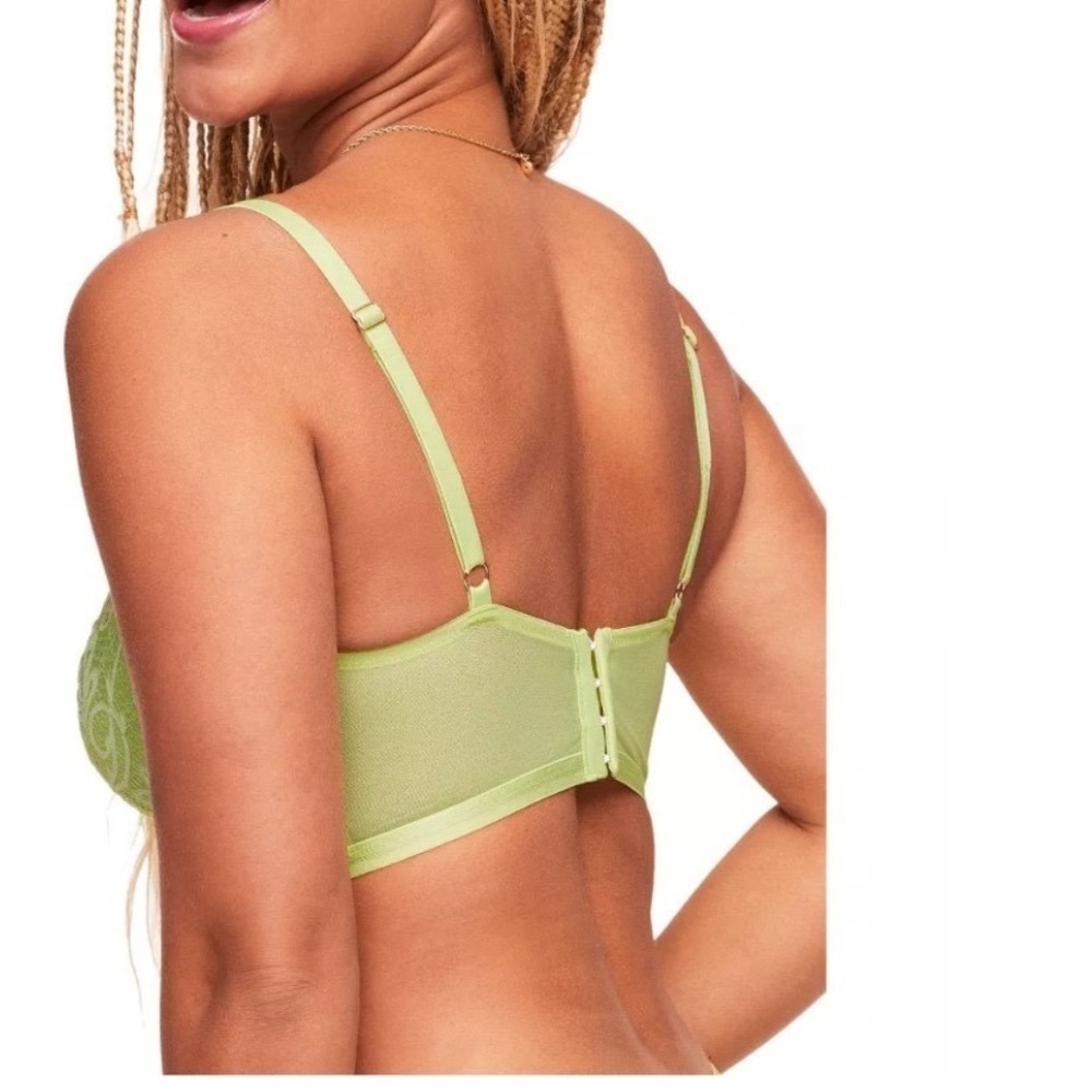 Adore Me Diara Balconette Bra Daiquiri Green Floral Lace Lattice Cutout - Picture 2 of 2